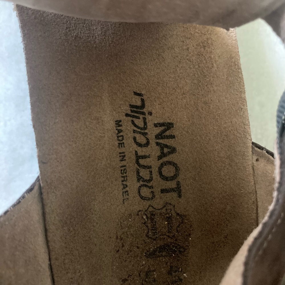 Naot Sandal Womens 10 EU 41 Fiona Wedge Leather Brown Buckle Cork Pump - Picture 5 of 7